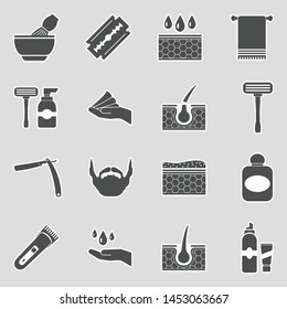 Shaving Icons. Sticker Design. Vector Illustration.