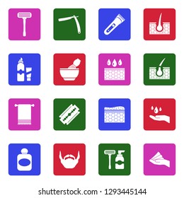Shaving Icons. White Flat Design In Square. Vector Illustration.