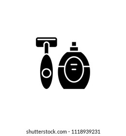 Shaving kit black icon concept. Shaving kit flat  vector symbol, sign, illustration.