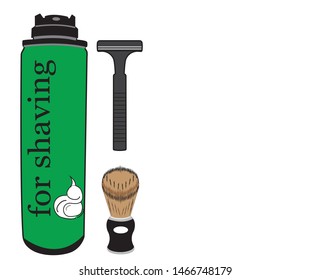 Shaving kit. Flat vector illustration. Isolated on white background. Vector graphics. There is a place for text. Copy space