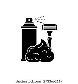 Shaving Kit Icon Razor Foam And Spray Symbol - Minimal Vector , Glyph Style, UI UX App Web Design, Wellness Nature Spa Branding Icon