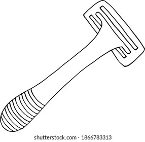 shaving machine icon, sticker. sketch hand drawn doodle. vector monochrome minimalism. shave, razor, blade.