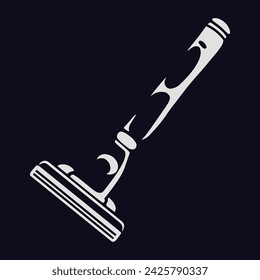 Shaving machine monochrome vintage sticker with mechanical razor for removing beard and mustache for hair salon website design vector illustration