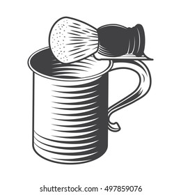 Shaving Mug and Brush Isolated on a White Background. Vector