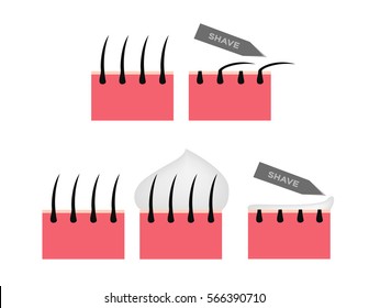 shaving the mustache with and without foam vector