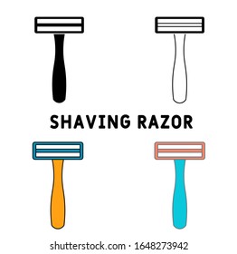 shaving razor icon in different style vector illustration. two colored and black shaving razor vector icons designed in filled, outline, line and stroke style can be used for web, mobile, ui