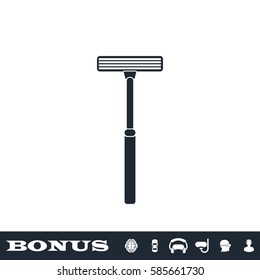 Shaving razor icon flat. Black pictogram on white background. Vector illustration symbol and bonus button