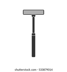 Shaving razor icon flat. Illustration isolated on white background. Vector grey sign symbol
