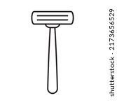 Shaving razor icon. Razor flat line icon. Expanded stroke.