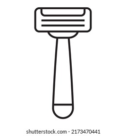 Shaving razor icon. Razor flat line icon. Expanded stroke.