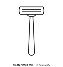 Shaving razor icon. Razor flat line icon. Expanded stroke.