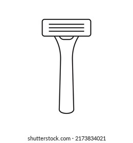 Shaving razor icon. Razor flat line icon. Expanded stroke.