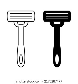 Shaving razor icon. Razor flat line icon. Expanded stroke.