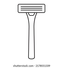 Shaving razor icon. Razor flat line icon. Expanded stroke.