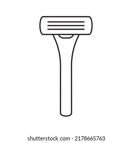 Shaving razor icon. Razor flat line icon. Expanded stroke.