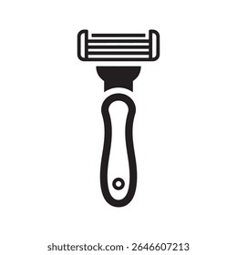 Shaving razor icon for personal grooming and hair removal representing a barbershop tool or a beauty care accessory for smooth skin vector solid glyph icon