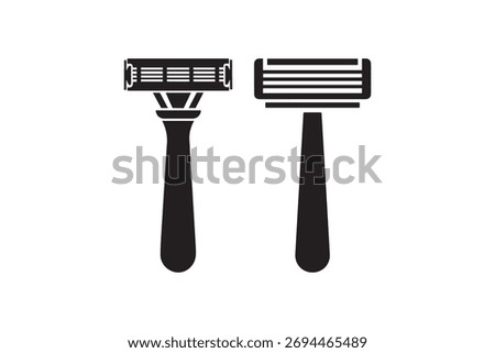 Shaving Razor Icon Set Black and White Disposable Razor Silhouette Vector Graphics