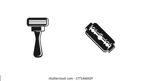 shaving razor icon set, blade icon