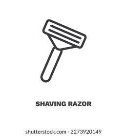 icono de afeitar. Icono de afeitar de línea delgada de la colección Higiene and Sanitation. Vector de contorno aislado en fondo blanco. El símbolo de afeitar modificable puede utilizarse en la web y en el móvil