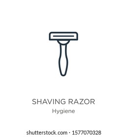 Shaving razor icon. Thin linear shaving razor outline icon isolated on white background from hygiene collection. Line vector sign, symbol for web and mobile