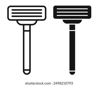 Shaving razor iconicon vector collection in outlined and solid style