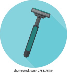 shaving razor simple flat design vector blue background