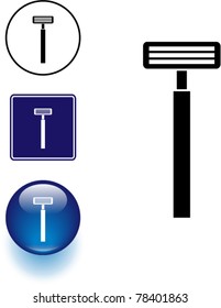 shaving razor symbol sign and button