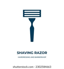 icono del vector de afeitar. afeitado, afeitado, íconos rellenos de afeitado de peluquería plana y de barbería. Icono de glifo negro aislado, elemento de símbolo de ilustración vectorial para diseño web y 