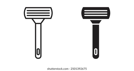 Shaving razor vector icon set in black color.