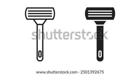 Shaving razor vector icon set in black color.