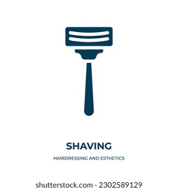 shaving vector icon. shaving, shave, care filled icons from flat hairdressing and esthetics concept. Isolated black glyph icon, vector illustration symbol element for web design and mobile apps