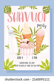 Shavuot day party invite concept. Happy shavuot day. Vector illustration