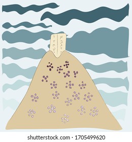 Shavuot - Jewish holiday. Vector drawing of Mount Sinai and the tablets.