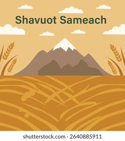 Shavuot and Shavuot Sameach Illustration Set: Celebrating the Giving of the Torah and Harvest