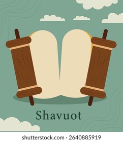 Shavuot and Shavuot Sameach Illustration Set: Celebrating the Giving of the Torah and Harvest
