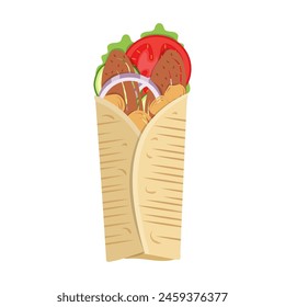Shawarma. Arabian food flat vector illustration on white background