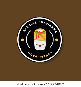 Shawarma Badge and Sticker Vector Illustration in Flat Style Line Art