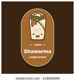 Shawarma Badge and Sticker Vector Illustration in Flat Style Line Art