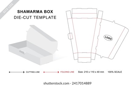Shawarma box die cut template or Food packaging