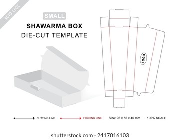 Shawarma box die cut template for small or Food packaging