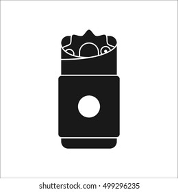 Shawarma, burrito, chicken Roll symbol sign silhouette icon on background