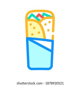 shawarma, burrito or chimichanga color icon vector. shawarma, burrito or chimichanga sign. isolated symbol illustration svg