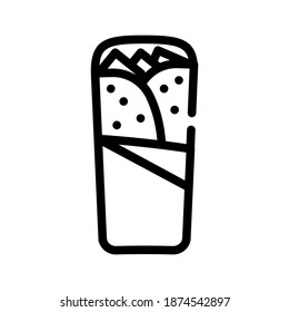 shawarma, burrito or chimichanga line icon vector. shawarma, burrito or chimichanga sign. isolated contour symbol black illustration svg