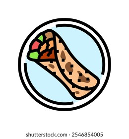 shawarma chicken dish color icon vector. shawarma chicken dish sign. isolated symbol illustration