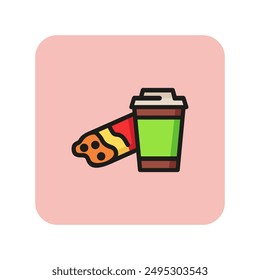 Shawarma and coffee line icon. Takeout lunch, fast food, bistro. Takeaway food concept. Vector illustration can be used for topics like food, service, unhealthy eating