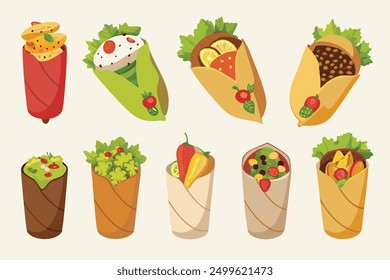 Shawarma Color Line Art Captivating Artwork Showcasing Flavorful Shawarma