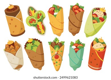 Shawarma Color Line Art Striking Illustration Celebrating Delicious Shawarma