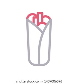 shawarma color line vector icon