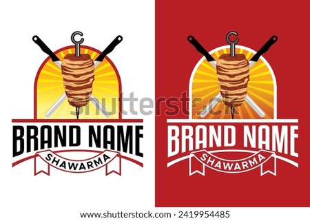 Shawarma emblem Turkish fast food restaurant illustration vector logo design