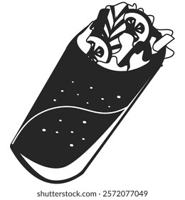 Shawarma fast food icon on transparent background. PNG